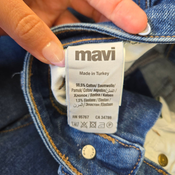 Mavi Dark Wash High Rise Wide Leg Raw Hem Victoria Flare Mom Jeans Size 28 - Picture 5 of 11